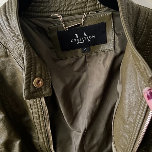 Leather Olive Green Jacket - Picture 2 of 4